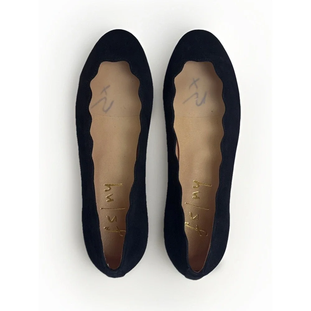 French Sole NY Jigsaw Ballet Flats Navy Blue Suede Women's Size 5.5M